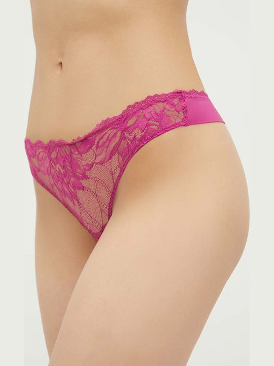 Calvin Klein Women's String with Lace Fuchsia