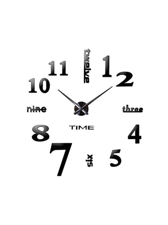 3D Wall Clock Plastic Black