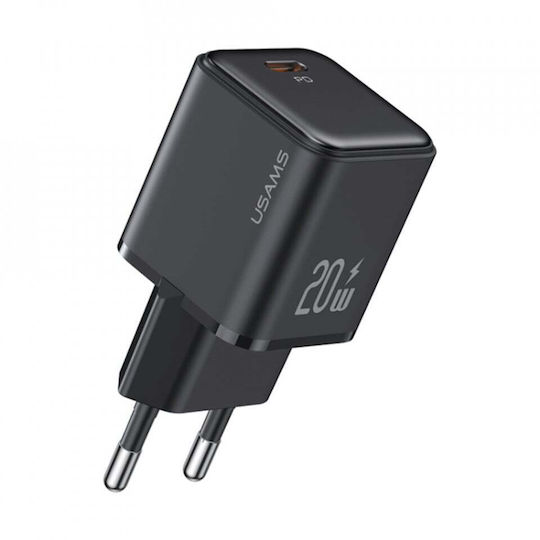 Usams Charger Without Cable with USB-C Port 20W Power Delivery Blacks (CC183)