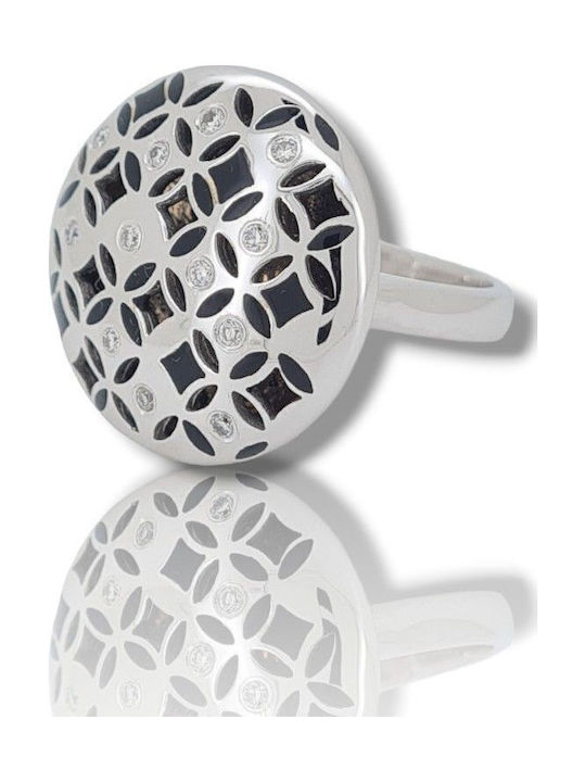 Mentzos Ring with Diamond made of White gold 18K