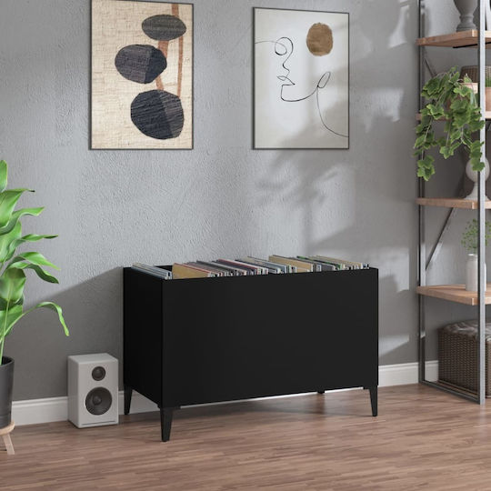vidaXL Έπιπλο Δίσκων Hi-Fi Furniture Black with Black Feet 74.5x48x38cm