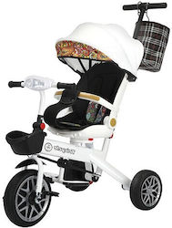 Fun Baby Παιδικό Τρίκυκλο Ποδήλατο με Αποθηκευτικό Χώρο, Χειρολαβή Γονέα & Σκίαστρο για 18+ Μηνών Λευκό