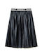 Twinset Kids Pleated Leather Skirt Black 212GJ248B