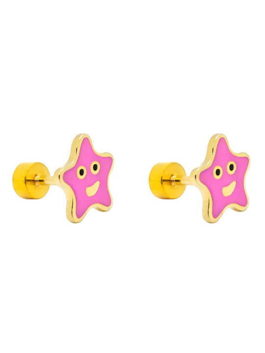 Piercing.gr Hypoallergen Kinderohrringe Nieten Sterne Pink