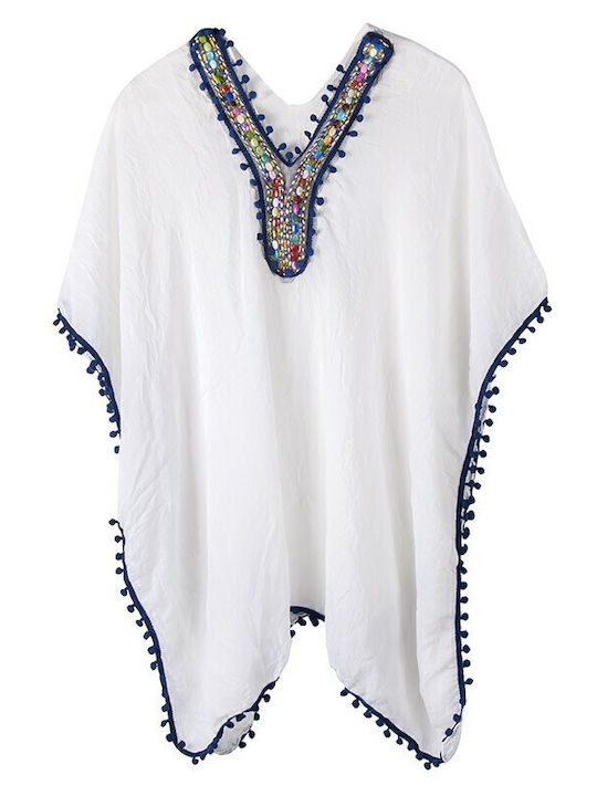 V-store Damen Mini Kaftan Strand Weiß