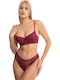 Koza Lace Underwear Set with Bra & Brazil Burgundy