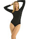 Long Sleeve Bodysuit Slim Fit Black