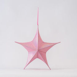 Eurolamp Χριστουγεννιάτικο Διακοσμητικó Κρεμαστό Αστέρι Υφασμάτινο Ροζ