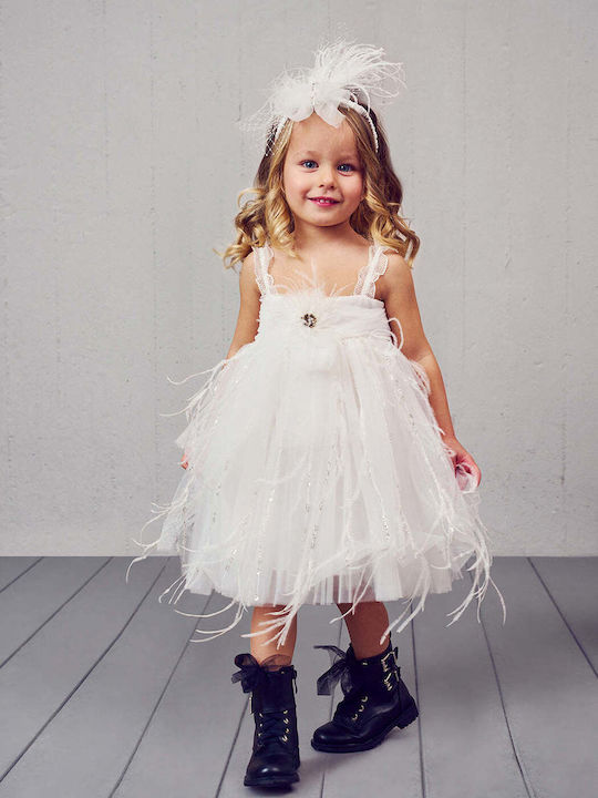 Designer's Cat White Baptism Dress made of Tulle