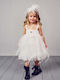 Designer's Cat White Baptism Dress made of Tulle