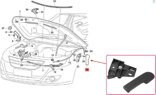 Λαβή Ανοίγματος Καπό Κινητήρα για Volkswagen Golf CU-000972