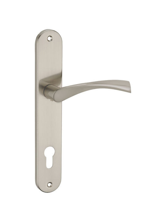 Thirard Lever Front Door with Plate Pair Silver