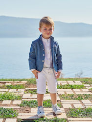 Designer's Cat Βαπτιστικό Κοστούμι για Αγόρι Λινό Μπλε 6τμχ