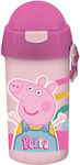 Peppa Pig Sticlă pentru Copii Peppa Pig Plastic cu Pai Pink 500ml