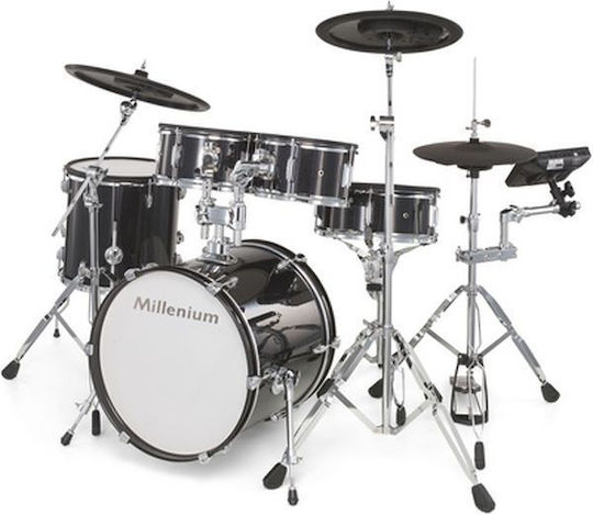 Millenium Elektronische Drumsets MPS-750X Pro in Schwarzes Farbe mit Hocker, Mit Kopfhörern & mit Baguettes