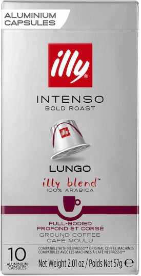 Illy Kapseln Espresso Lungo Intenso Kompatibel mit Maschine Nespresso 10Mützen