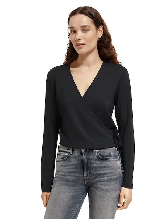 Scotch & Soda Damen Bluse Langärmelig Schwarz