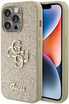 Guess Fixed Glitter 4g Umschlag Rückseite Metallisch Gold (iPhone 15 Pro)