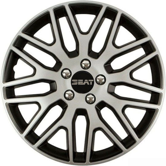 Versaco Car Hubcap Set Dakar Nc with Seat Emblem 15" 4pcs Silver