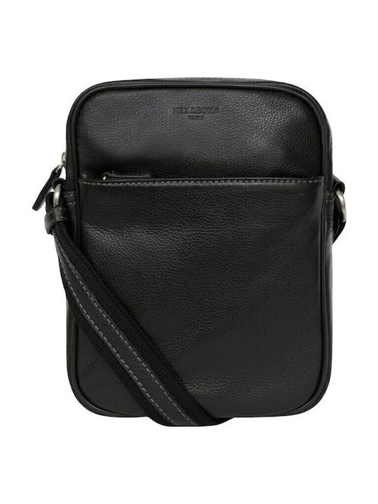 Leder Herrentasche Schulter / Crossbody Schwarz