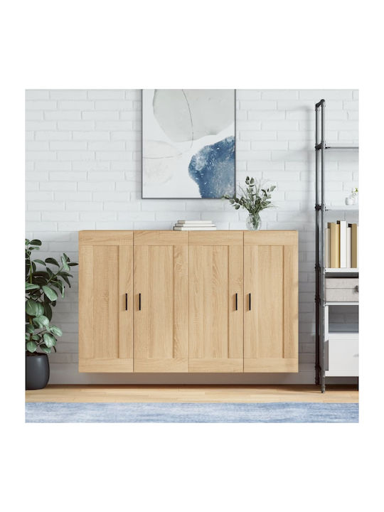 Hanging Living Room Cabinet from Particle Board Beige 69.5x34x90cm