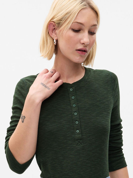 GAP Women's Summer Blouse with 3/4 Sleeve Green