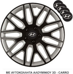 Versaco Car Hubcaps Dakar 14" With Hyundai Brand Logo 4 Pieces Black TA-00100391