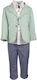 Designer's Cat Boys Linen Baptism Suit with Blazer 4pcs Green 100000ΑΓ1000298