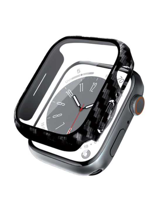 Crong Пластмасов Калъф със Стъкло в Черен цвят за Apple Watch 44 мм