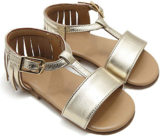 Designer's Cat Pantofi de botez din piele aurii