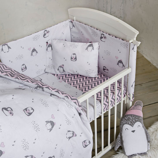 Nima Baby Bettbezug Set mit Kissenbezug Pingui Rosa 110x145cm.