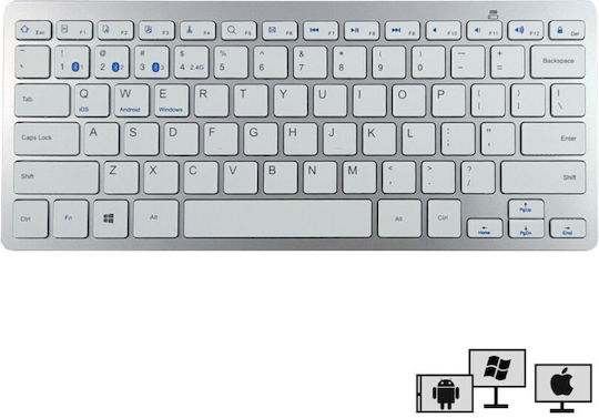 BK3001D Fără fir Bluetooth Doar tastatura Engleză US Argintiu