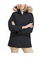 Women's Short Parka Jacket for Winter with Hood Black
