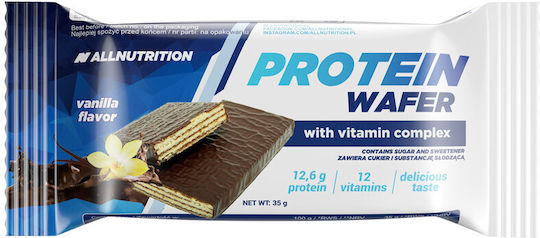 AllNutrition Wafer With Vitamin Complex Bar with 12.6gr Protein & Flavor Vanilla 35gr