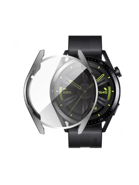 Electroplated Силиконов Калъф със Стъкло в Сребрист цвят за Huawei Watch GT 3 46 мм