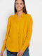 Funky Buddha Women's Monochrome Long Sleeve Shirt Yellow