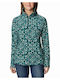 Glacial Iv Winter Women's Fleece Blouse Long Sleeve with Zipper Green