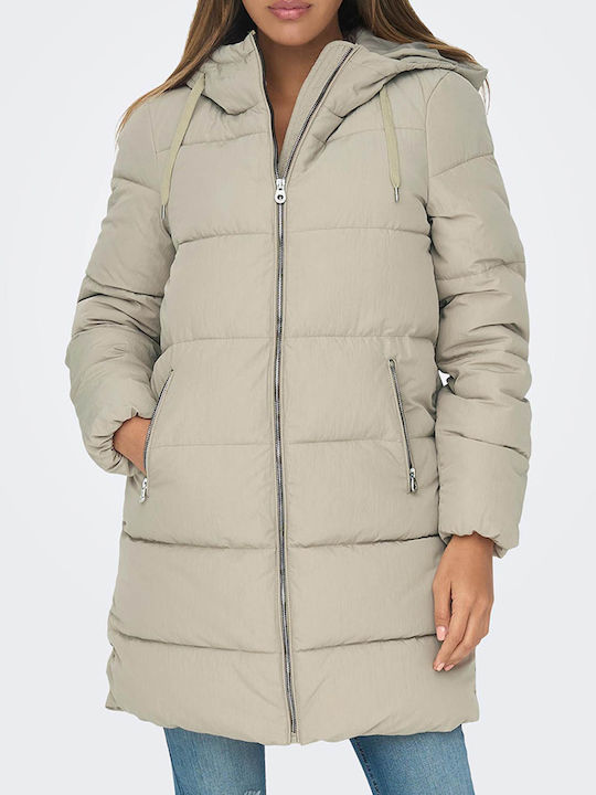 Only Dolly Lang Damen Puffer Jacke Weathered Teak