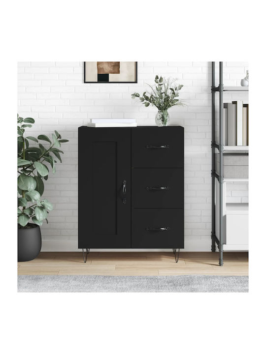 Wooden Buffet with Drawers Black L69.5xW34xH90cm