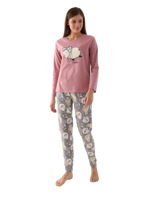 Roly Poly Summer Women's Pyjama Set Cotton Pink