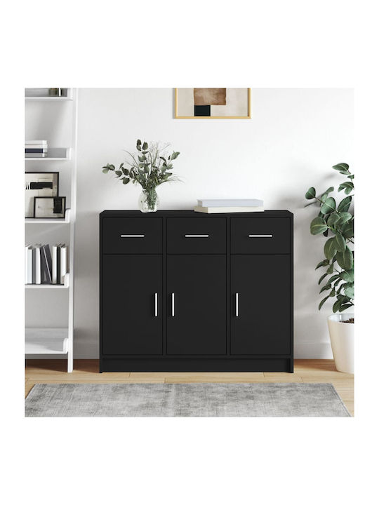 Wooden Buffet with Drawers Black L91xW28xH75cm