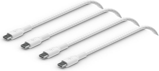 Belkin 2 Pack Braided USB 2.0 Cable USB-C Male - USB-C 60W PD White 1m CAB004BT1MWH2PK 2 Pieces