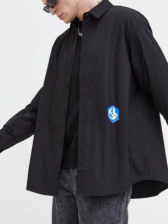 Long-sleeved Denim Shirt Black
