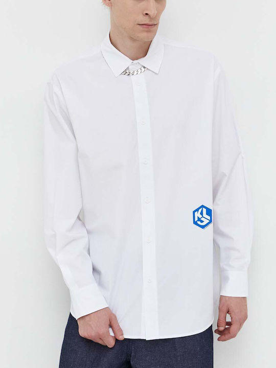 Long-sleeved Denim Shirt White