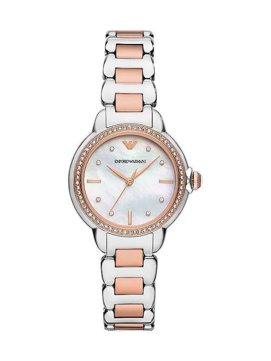 Emporio Armani Γυναικείο Ρολόι 32mm Μπαταρίας με Ασημί Μεταλλικό Μπρασελέ