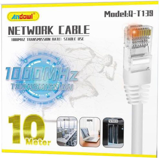 Andowl U/UTP Cat.5e (Gigabit) Καλώδιο Δικτύου Ethernet 10m Λευκό
