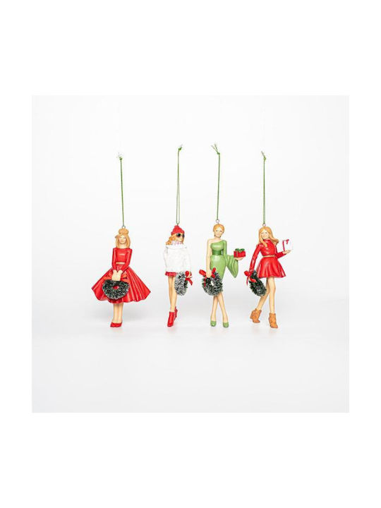 Hanging Figure Ornament Polyresin 5.5x7.5cm Set 6pcs