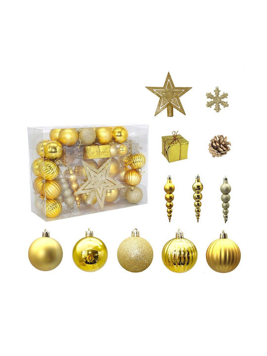 Decoris Christmas Plastic Set Ornaments Gold 60pcs