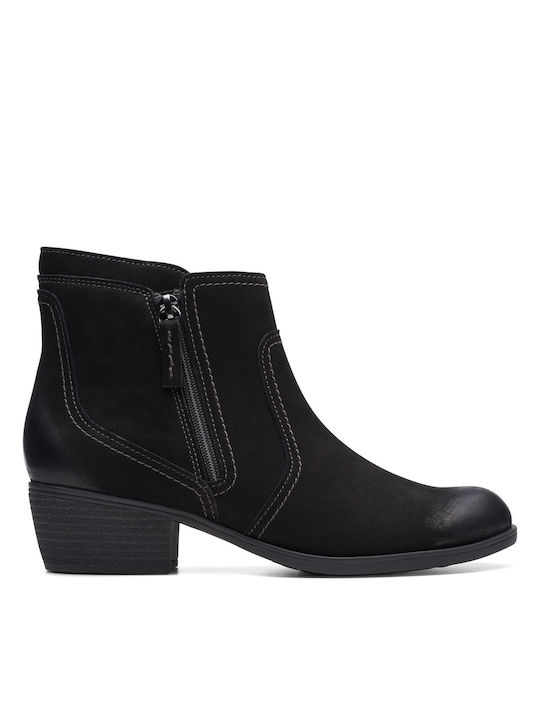 Clarks Piele Cizme de gleznă pentru femei Negru