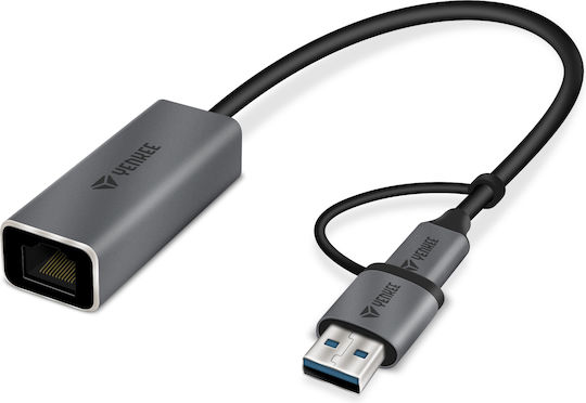 Yenkee YTC 013 USB-C Адаптер за Мрежа с Проводников Gigabit Ethernet Свързване